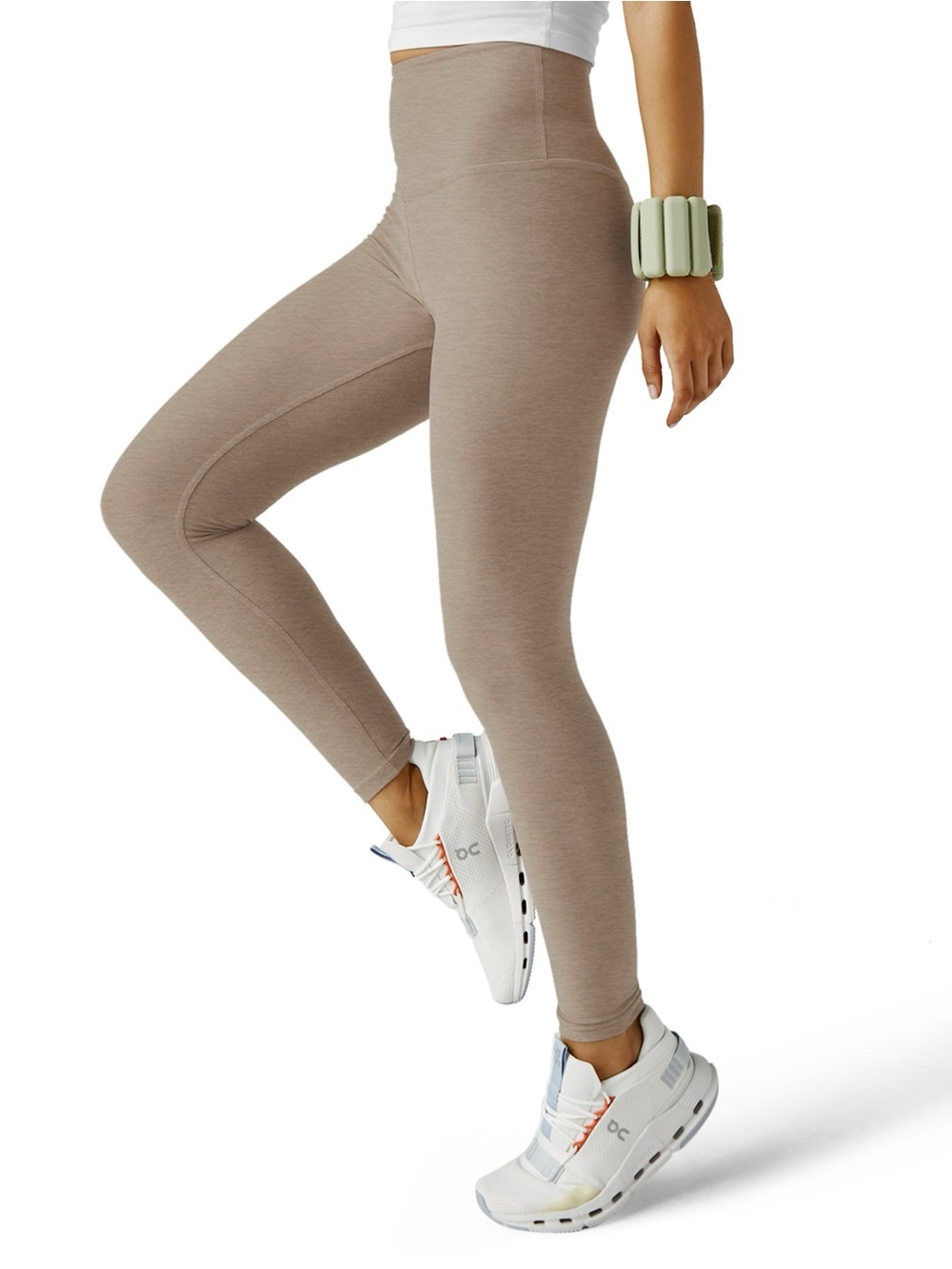 Beyond Yoga Spacedye Caught in the Midi High-Waisted 7/8 Leggings Tan Medium